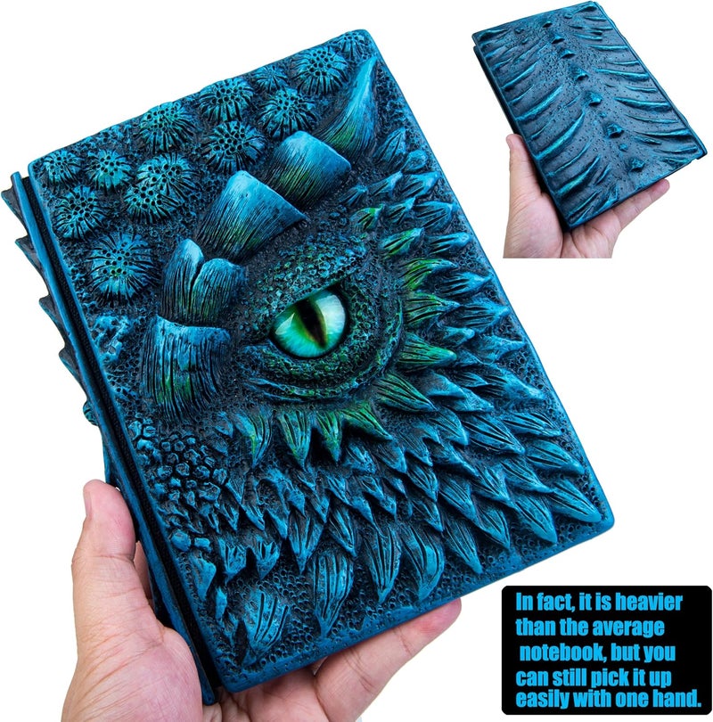LZlightactor 3D Dragon Eye Embossed Journal,Resin Engraving Notebook,Dnd notebook for Dragon Lovers ，Blank Paper,Hardcover Travel Notepad for Writing,Sketchbook,Collection,Gift,Decoration A4 and A5 Size (A5-Blue-Lined) - Image 4